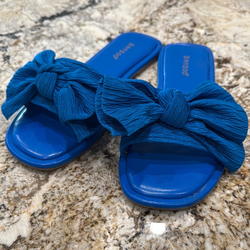 BAMBOO Vibrant Blue Bow Sandals